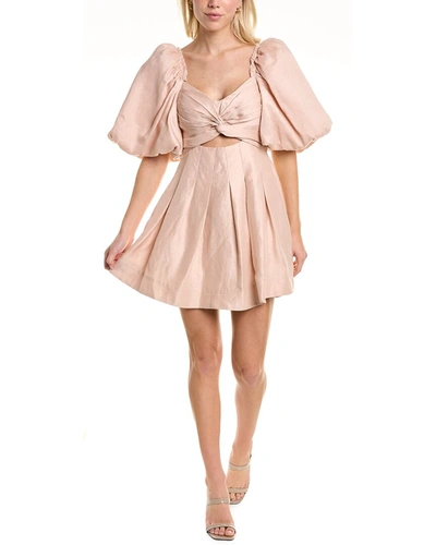 Shop Aje Dusk Knot Linen-blend A-line Skirt In Pink