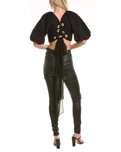 Aje Eugene Off-the-shoulder Cropped Linen-blend Top In Black