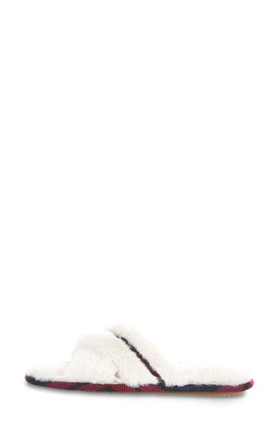 Floopi Morgan Faux Fur Crossband Slipper In Beige