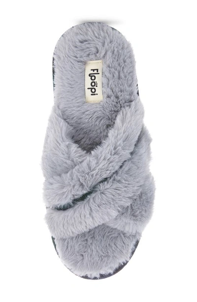 Floopi Morgan Faux Fur Crossband Slipper In Grey