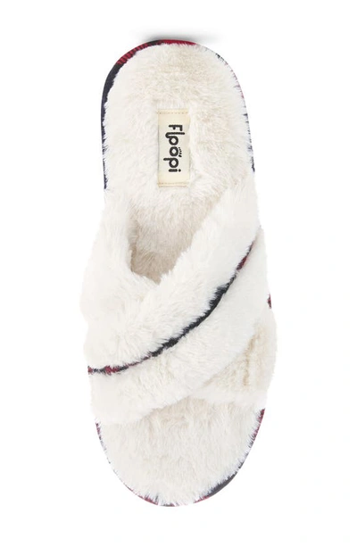 Shop Floopi Morgan Faux Fur Crossband Slipper In Beige