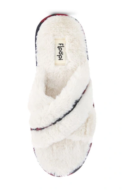Floopi Morgan Faux Fur Crossband Slipper In Beige