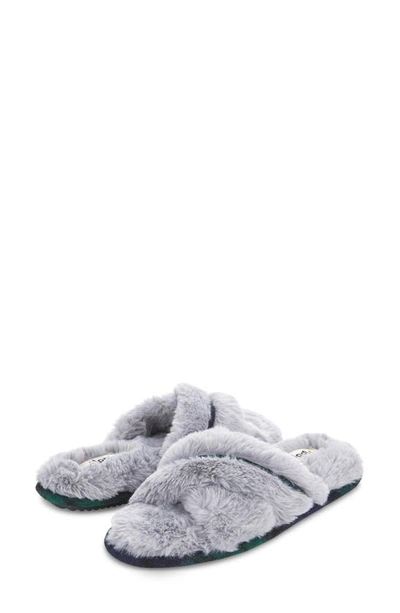 Floopi Morgan Faux Fur Crossband Slipper In Grey