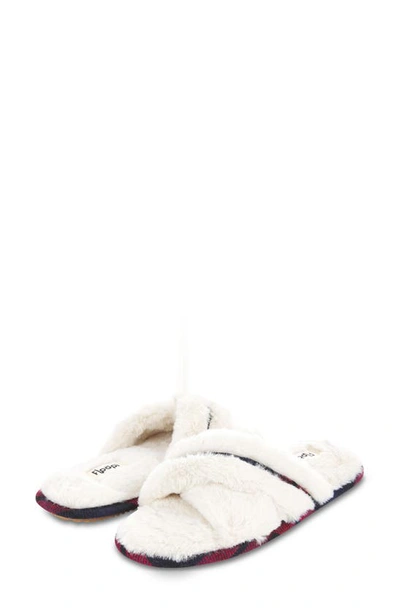 Floopi Morgan Faux Fur Crossband Slipper In Beige