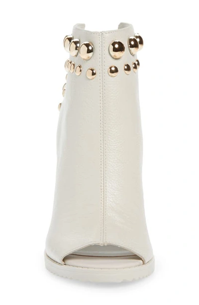 Shop Karl Lagerfeld Bonnie Peep Toe Stud Bootie In Soft White