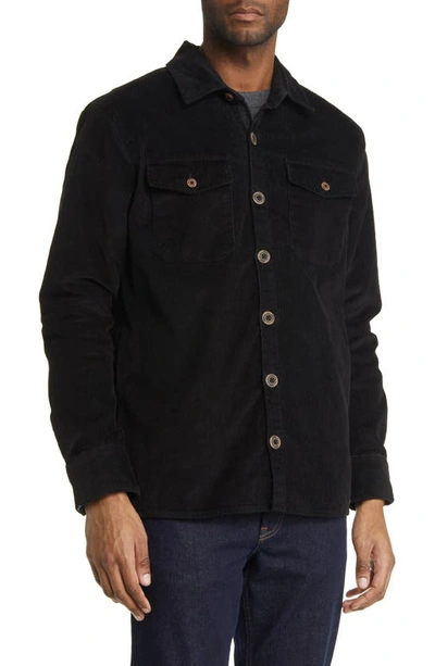 Stone Rose Brushed Corduroy Overshirt In Black