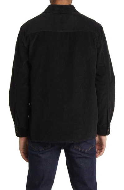 Stone Rose Brushed Corduroy Overshirt In Black