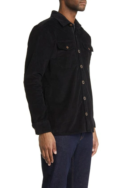 Stone Rose Brushed Corduroy Overshirt In Black