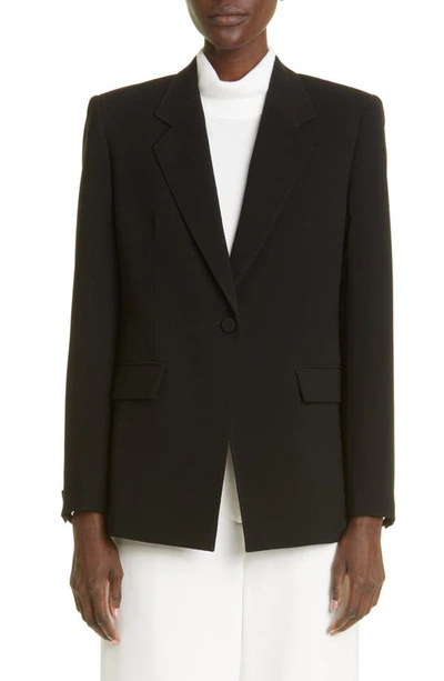 Shop Lafayette 148 Holder Tailored One-button Blazer In Black