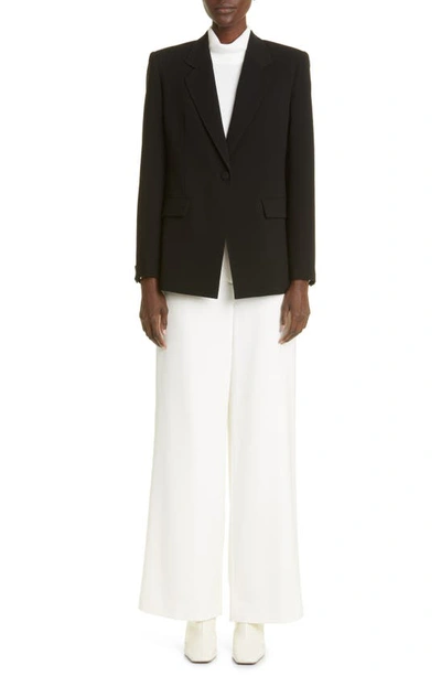 Shop Lafayette 148 Holder Tailored One-button Blazer In Black