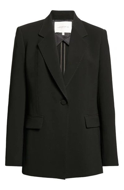 Shop Lafayette 148 Holder Tailored One-button Blazer In Black