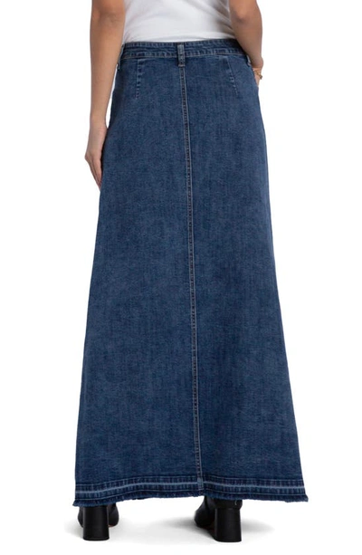 Wash Lab Denim Royal Denim Maxi Skirt In Imperial Blue