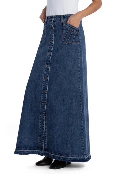 Wash Lab Denim Royal Denim Maxi Skirt In Imperial Blue