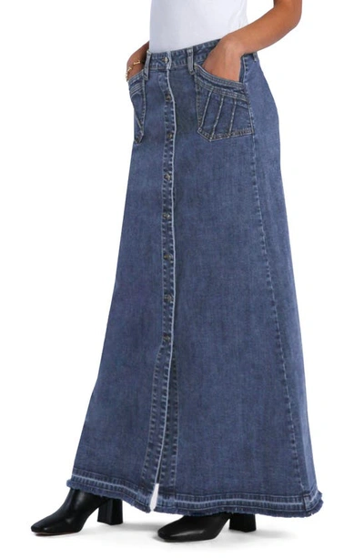 Wash Lab Denim Royal Denim Maxi Skirt In Baroness Blue