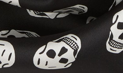Shop Alexander Mcqueen Biker Skull Silk Scarf In Black/ Ivory