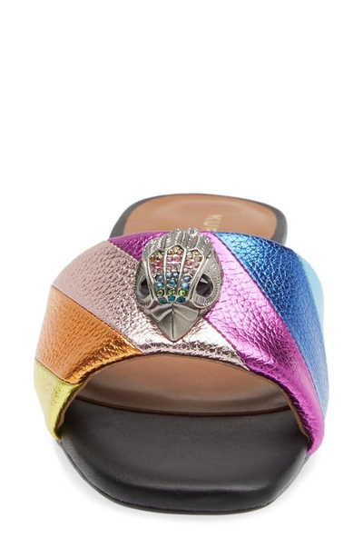 Kurt Geiger Leather Kensington Slides In Pink Multi