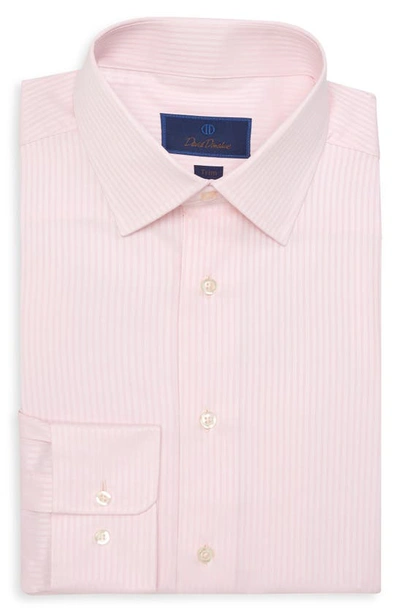Shop David Donahue Trim Fit Dobby Stripe Dress Shirt In Pink