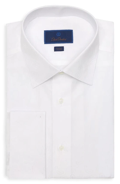 Shop David Donahue Trim Fit Paisley Jacquard Formal Tuxedo Shirt In White