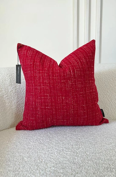 Modish Decor Pillows Tweed Pillow Cover In Scarlett