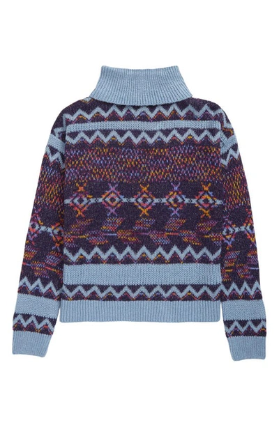 Shop Freshman Kids' Jacquard Turtleneck Sweater In Ashley Blue