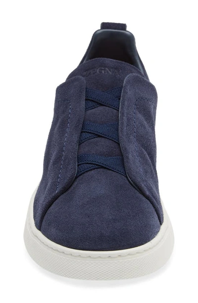 Shop Zegna Triple Stitch Suede Slip-on Sneaker In Quartz Blue