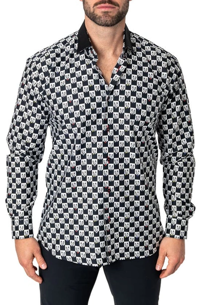 Shop Maceoo Fibonacci Dogcheck Regular Fit Cotton Button-up Shirt In White