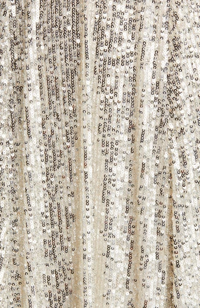 Pisarro Nights Sequin Long Sleeve A-line Gown In Jbs Silver