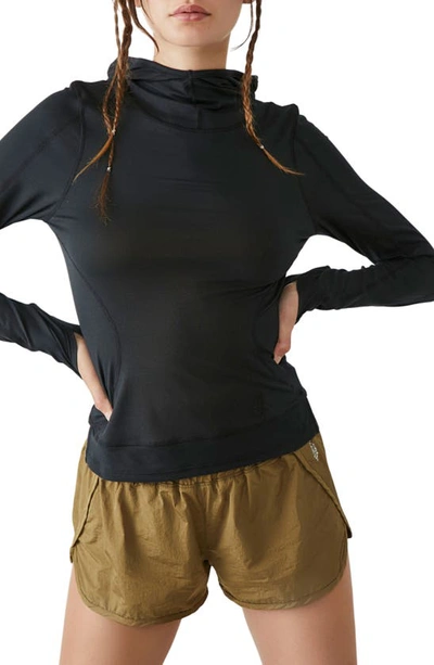 Free People Fp Movement Misty Morning Layer Hoodie In Black