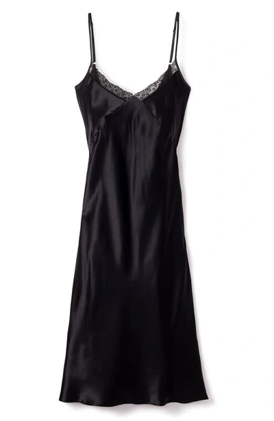Shop Petite Plume Cosette Lace Trim Silk Nightgown In Black