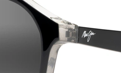 Shop Maui Jim Wedges 57mm Polarized Aviator Sunglasses In Black Gloss/ Crystal Interior