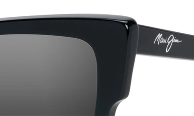 Shop Maui Jim Kou 55mm Polarized Cat Eye Sunglasses In Black Gloss