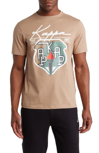 Kappa Authentic Bergen Cotton Graphic Tee In Brown-black-green-white