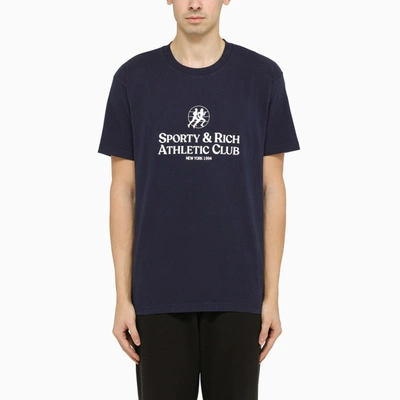 Shop Sporty And Rich Classic Navy Blue T-shirt