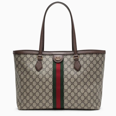 Shop Gucci Brown Medium Gg Ophidia Shopping Bag In Black