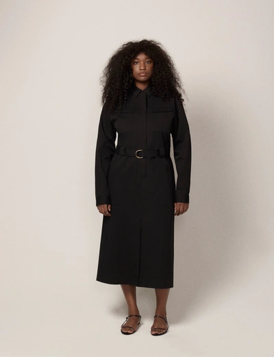 Another Tomorrow Belted Utility Midi-dress In Black