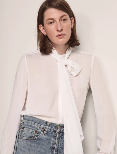 Shop Another Tomorrow Bow Blouse - Sustainable Fashion |  In White