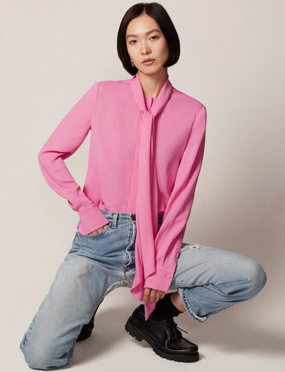 Shop Another Tomorrow Bow Blouse - Sustainable Fashion |  In Pale Peony