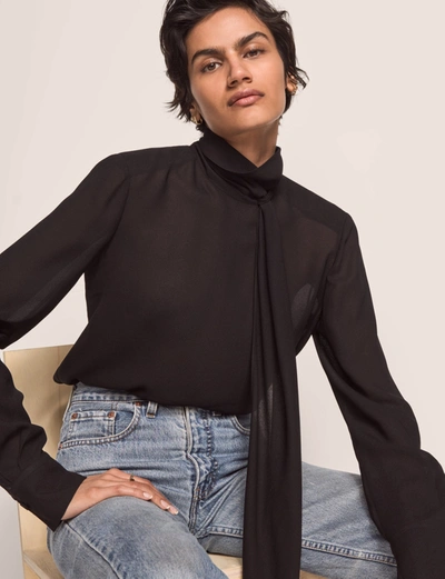 Shop Another Tomorrow High Neck Blouse - Sustainable Fashion |  In Black