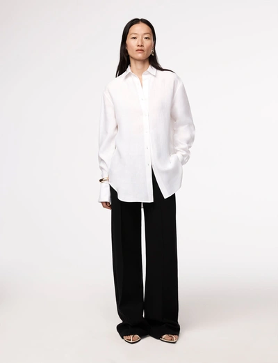 Shop Another Tomorrow Linen Oversized Men's Shirt In White