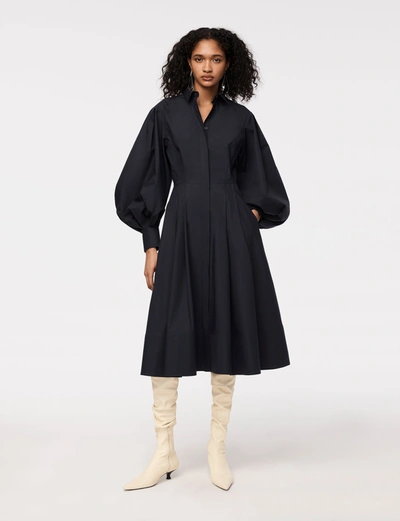 Shop Another Tomorrow Seamed Waist Shirt Dress In Midnight