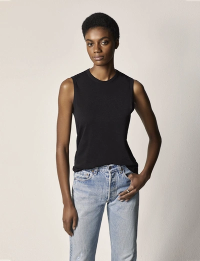 Shop Another Tomorrow Sleeveless Tee In Black