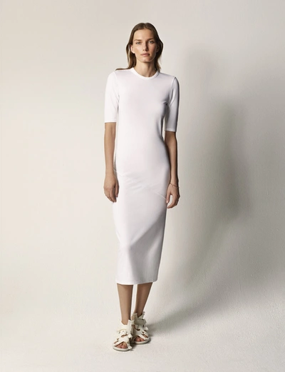 Another Tomorrow Organic Cotton-blend Dress In White
