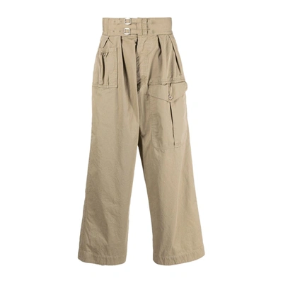 Shop Maison Margiela Double Buckled Pants In Beige