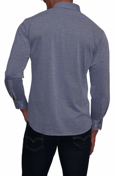 Shop Tailorbyrd Solid Long Sleeve Micro Piqué Shirt In Navy Heather