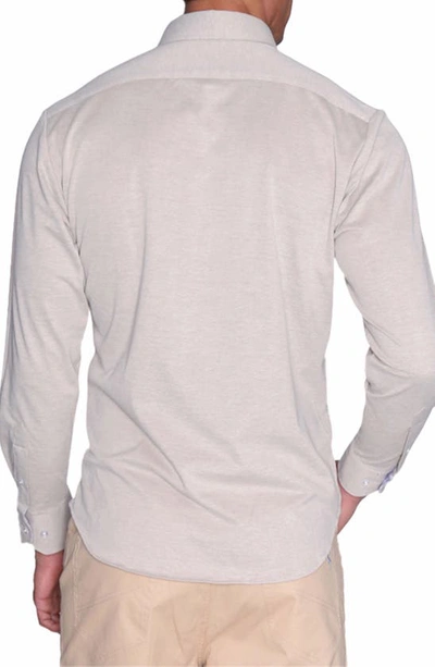 Shop Tailorbyrd Solid Long Sleeve Micro Piqué Shirt In Grey Heather