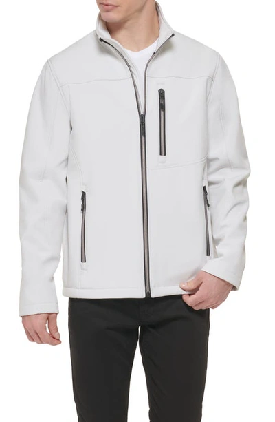 Shop Guess Stand Collar Softshell Rain Jacket In White