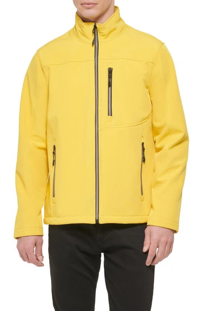 Shop Guess Stand Collar Softshell Rain Jacket In Sun