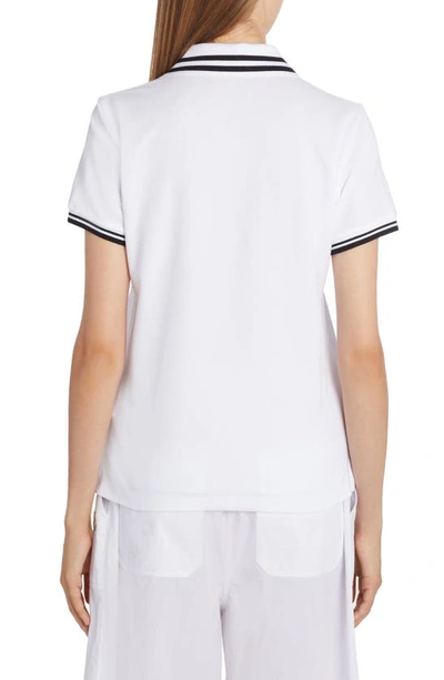 Shop Moncler Tipped Piqué Polo In White