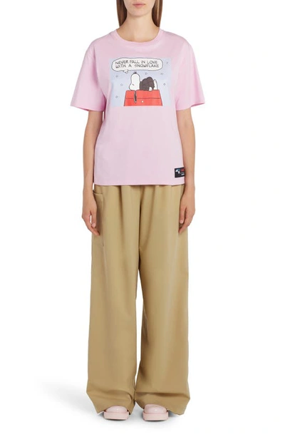 Shop Moncler X Peanuts® Woodstock Graphic Tee In Pink