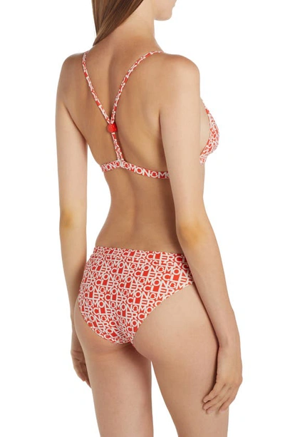 Shop Moncler Logo Print Two-piece Swimsuit In Orange Multi